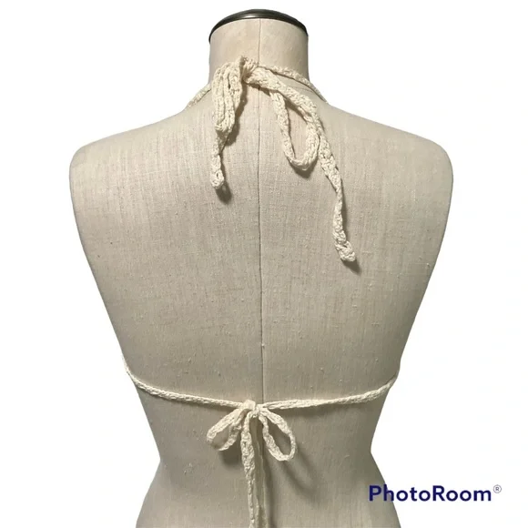 Crochet Knit Crop Top L/XL Beach - Picture 2 of 4